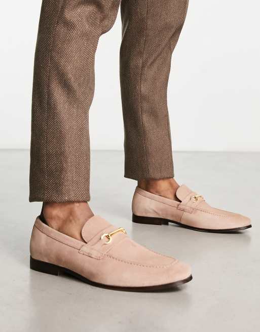 Mens pink suede store loafers