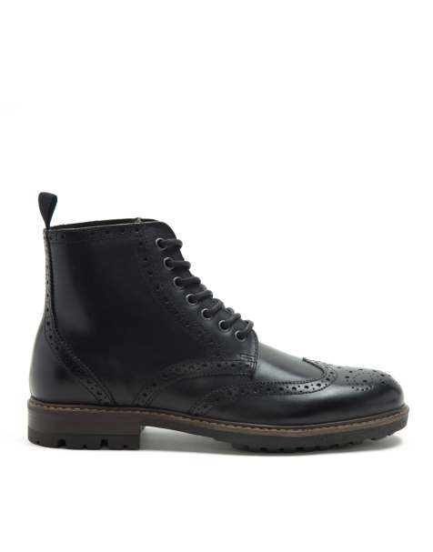 THOMAS CRICK NESSER brogue lace-up leather ankle boots in black - view 1