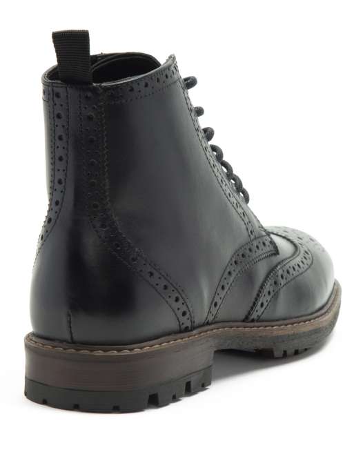 THOMAS CRICK NESSER brogue lace-up leather ankle boots in black , 2 of 4