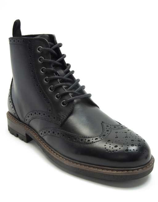 THOMAS CRICK NESSER brogue lace-up leather ankle boots in black , 3 of 4