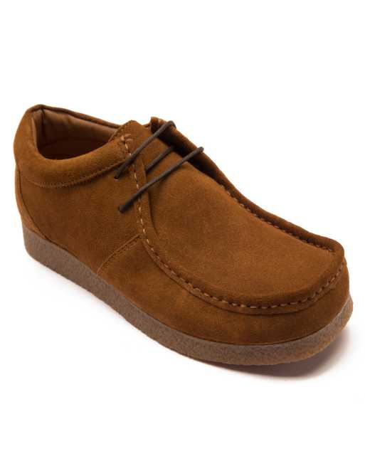 Thomas crick PETCO men s leather moccasin lace up shoes in tan suede ASOS