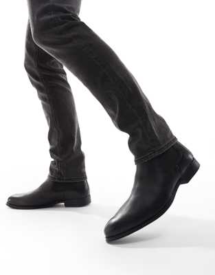 THOMAS CRICK REGGIE formal leather chelsea zip boots in black