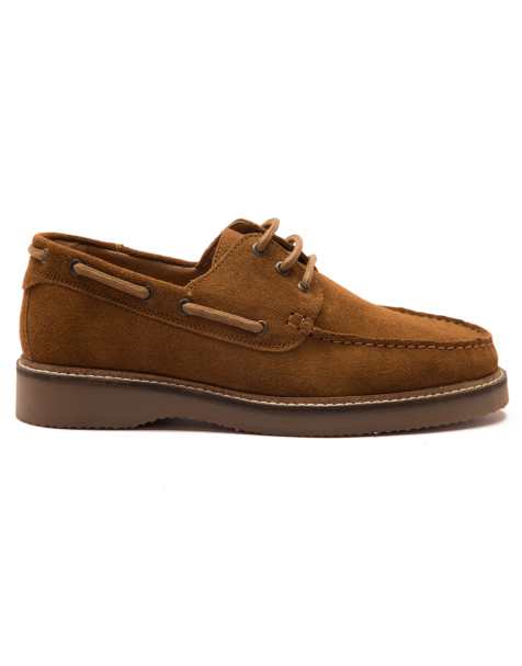 Thomas crick 'TRIGGS' men's suede casual lace-up boat shoes in tan suede - view 1