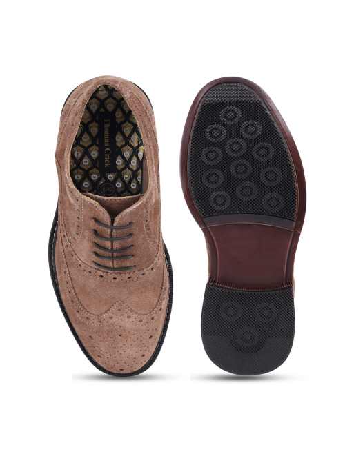 Thomas Crick 'waldew' men's leather oxford formal lace-up shoes in mink suede, 2 of 4