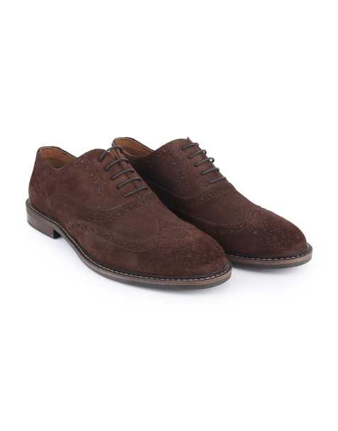 Thomas Crick Waldew' men's suedeleather oxford formal lace-up shoes in chocolate suede - view 1