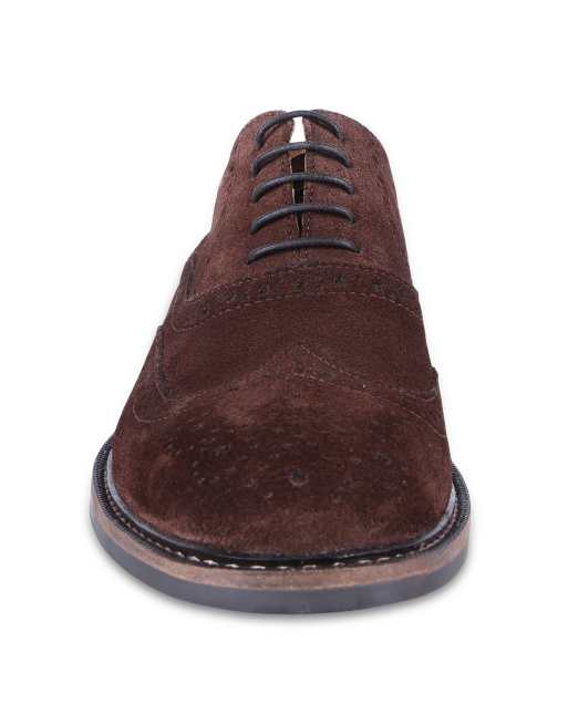 Thomas Crick Waldew' men's suedeleather oxford formal lace-up shoes in chocolate suede, 4 of 4