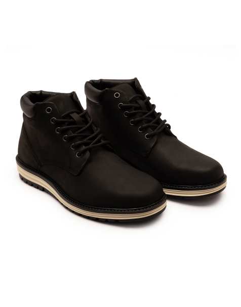 Thomas Crick Wells leather chukka lace-up boots in black - view 1