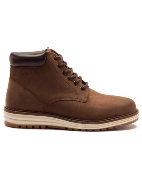 THOMAS CRICK 'WELLS' men's leather ankle lace-up boots in brown - view 1