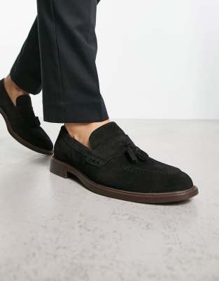Thomas Crick – Wildleder-Loafer mit Bommel in Schwarz - view 1