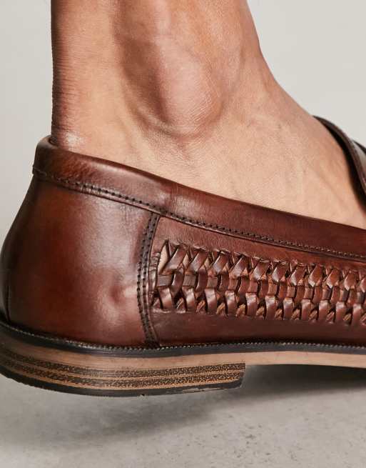 Mens tan hot sale woven loafers