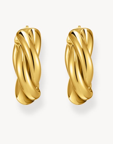 Thomas Sabo 18k yellow gold-plated hoop earrings in sterling silver - view 1