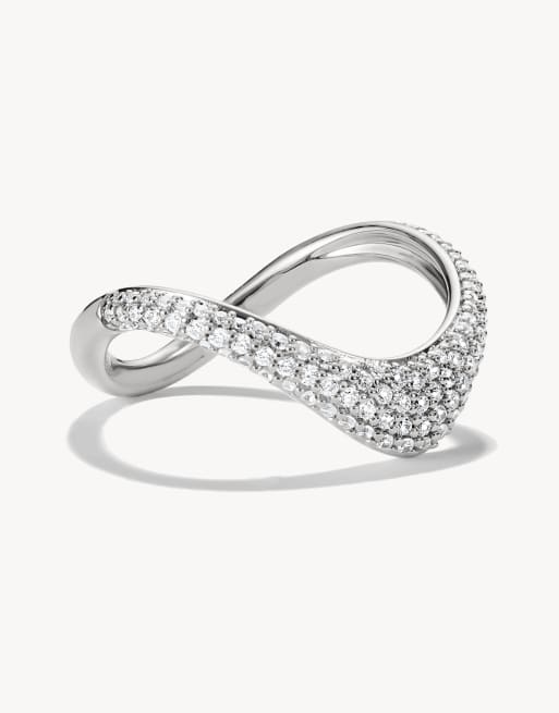 Thomas Sabo anello con zirconi bianchi a forma di onda in argento, bianco, 2 di 4