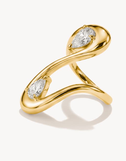 Thomas Sabo anello con zirconi bianchi a goccia in oro giallo, bianco, 2 di 4