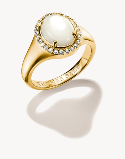 Thomas Sabo anello Halo con madreperla e zirconi bianchi in oro giallo, bianco - view 1