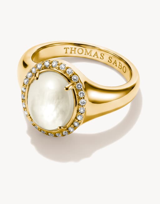 Thomas Sabo anello Halo con madreperla e zirconi bianchi in oro giallo, bianco, 2 di 4