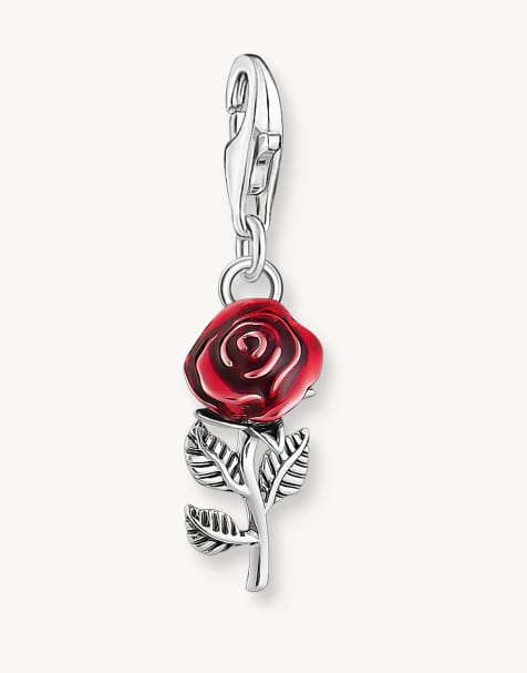 Thomas Sabo – Anhänger aus 925er Sterlingsilber in geschwärztem Silber mit rotem Rosen-Design - view 1