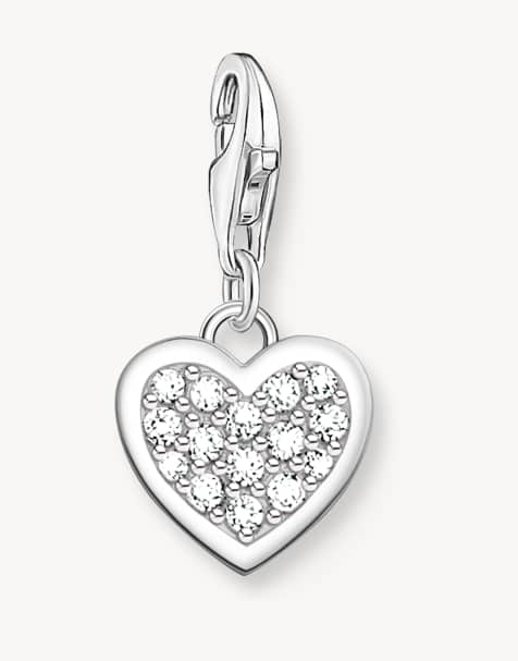 Thomas Sabo – Anhänger in Silberoptik und Weiß mit glitzerndem Herzdetail - view 1
