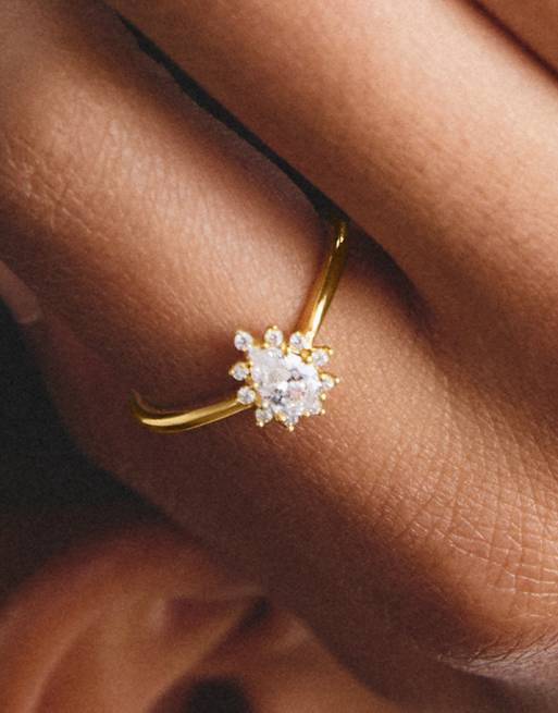 Thomas Sabo - Anillo con circonita blanca en forma de lágrima en dorado amarillo, blanco, 4 de 4