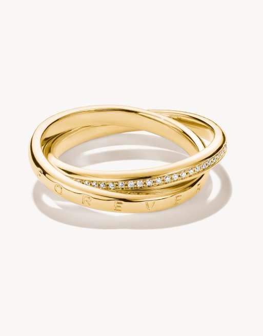 Thomas Sabo - Anillo doble con circonita blanca en dorado amarillo, blanco, 2 de 4