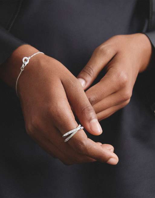 Thomas Sabo - Anillo doble con circonita blanca en plata, blanco, 4 de 4
