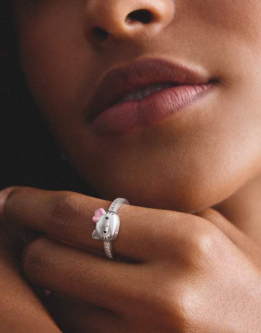 Thomas Sabo - anillo Hello Kitty con lazo rosa en plata, negro, blanco y rosa, 4 de 5