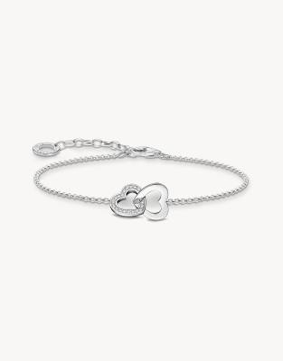 Thomas Sabo - Armband aus 925er-Sterlingsilber mit verwobenen, silberfarbenen Herzanhängern