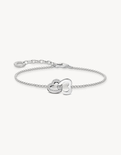 Thomas Sabo – Armband aus 925er-Sterlingsilber mit verwobenen, silberfarbenen Herzanhängern