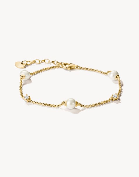 Thomas Sabo Armband mit Perlen und weißem Zirkonia in Gelbgold, Weiß - view 1
