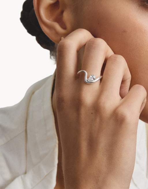 Thomas Sabo bague avec zirconia blanc en forme de goutte en argent, blanc, 4 de 4