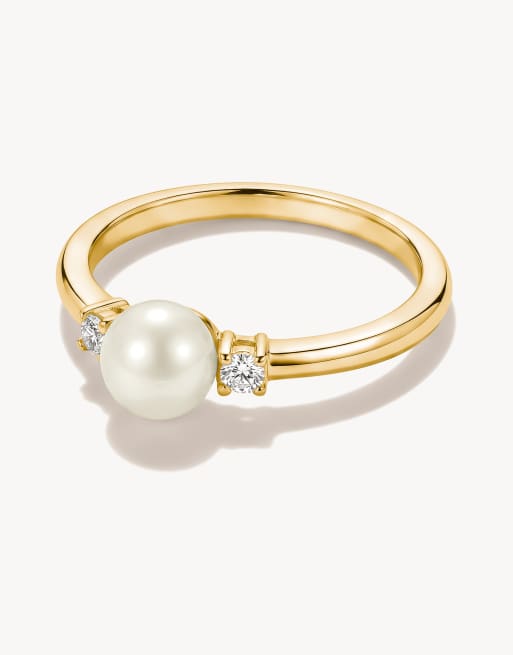 Thomas Sabo bague perle avec zirconia blanc en or jaune, blanc, 2 de 4