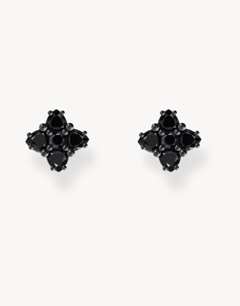 Thomas Sabo black stone studs in sterling silver - SILVER - view 1