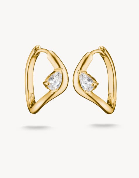 Thomas Sabo boucles d'oreilles créoles avec zirconias blancs en forme de goutte en or jaune, blanc - view 1
