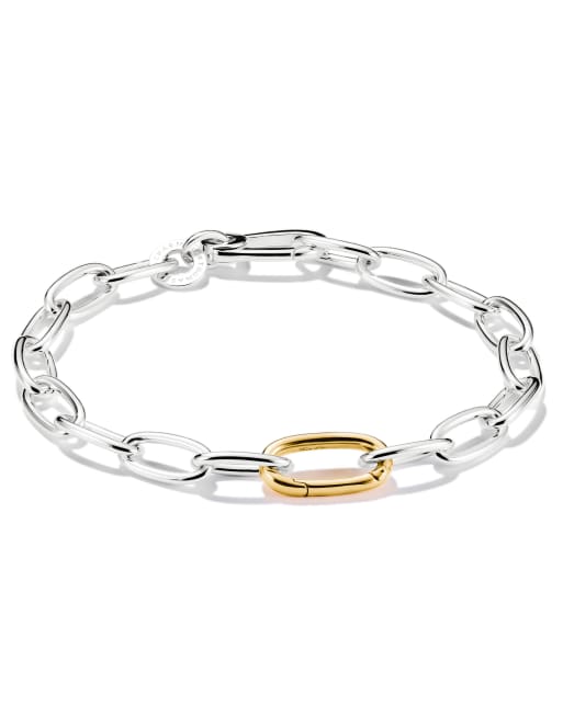 Thomas Sabo bracciale charm bicolore con maglia di collegamento in argento, argento, oro, 3 di 3