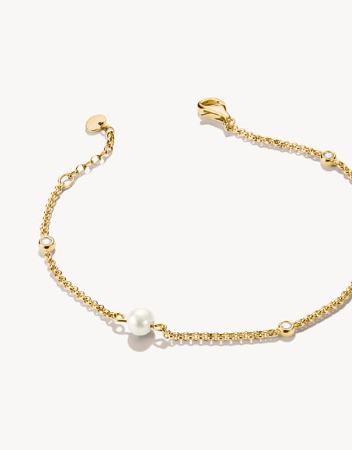 Thomas Sabo bracciale con perle e zirconi bianchi in oro giallo, bianco, 2 di 4