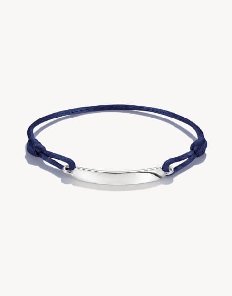 Thomas Sabo bracciale in tessuto inciso, blu scuro in argento, blu - view 1