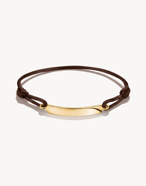Thomas Sabo bracciale in tessuto inciso marrone scuro color oro, marrone