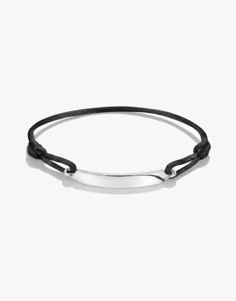 Thomas Sabo bracciale in tessuto inciso nero in argento, nero - view 1
