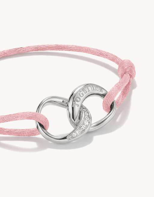 Thomas Sabo bracciale in tessuto rosa con zirconi bianchi in argento, bianco, rosa, 2 di 4