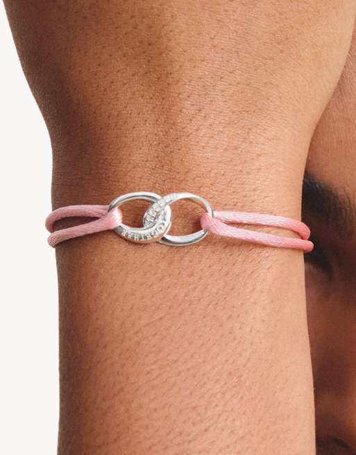 Thomas Sabo bracciale in tessuto rosa con zirconi bianchi in argento, bianco, rosa, 4 di 4