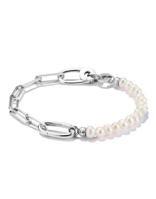 Thomas Sabo - Bracciale paperclip con perle per ciondoli argentato e bianco, 3 di 3