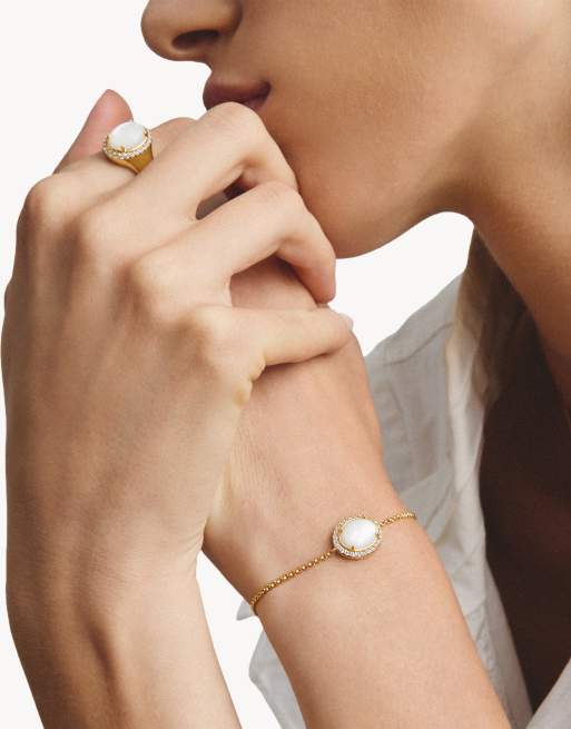 Thomas Sabo bracelet avec nacre et zirconias blancs en or jaune, blanc, 3 de 4