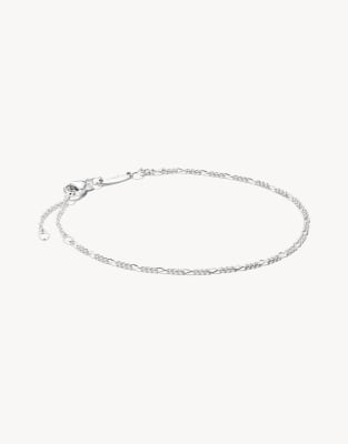 Bracelet charm à maille alternée en argent - Argenté 19 cm