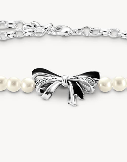 Thomas Sabo bracelet nœud en argent avec perles d'eau douce lovely romance en blanc, noir, argent, 2 de 4