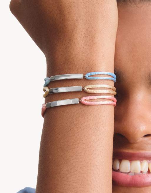 Thomas Sabo bracelet textile gravable bleu clair en argent, bleu, 3 de 4