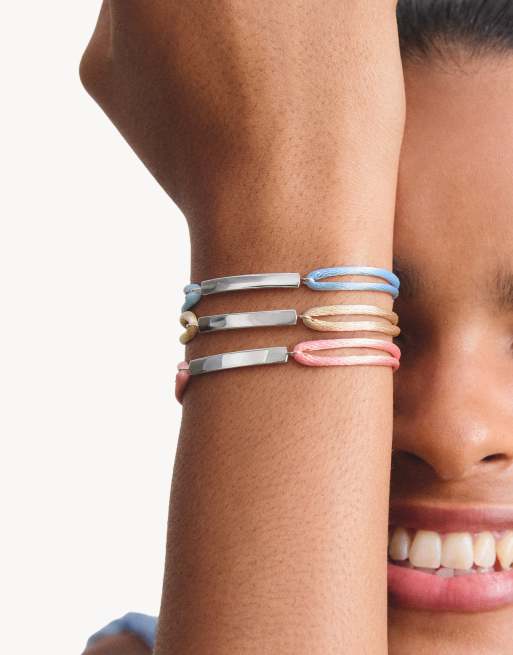 Thomas Sabo bracelet textile gravable rose en argent, rose, 3 de 4