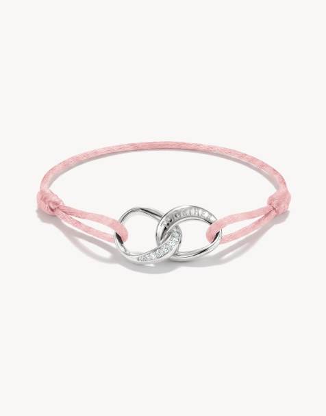 Thomas Sabo bracelet textile rose avec zirconias blanches en argent, blanc, rose - view 1