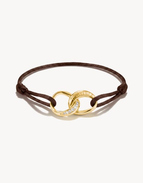 Thomas Sabo bracelet textile tressé marron avec zirconias blancs dorés, blanc, marron - view 1