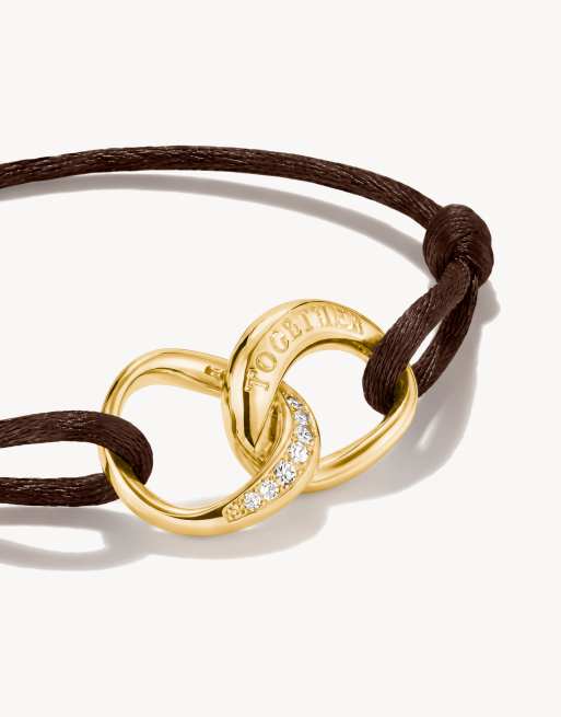 Thomas Sabo bracelet textile tressé marron avec zirconias blancs dorés, blanc, marron, 2 de 5