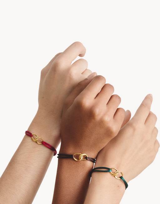 Thomas Sabo bracelet textile tressé rouge avec zirconias blancs en or, blanc, rouge, 3 de 4