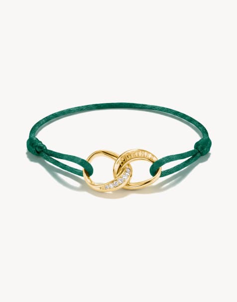 Thomas Sabo bracelet textile vert avec zirconias blanches en doré, blanc, vert - view 1